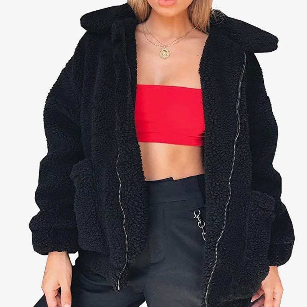 Black Teddy Jacket with pockets